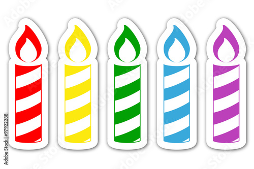 Icono plano velas con sombra en varios colores #2