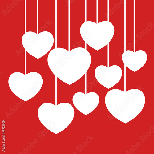 white hearts on red background