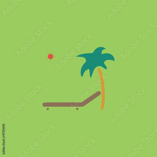 Tropical resort beach. Sunbed Chair - Vector icon isolated