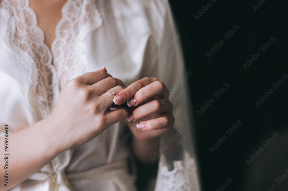 Woman tries on her beautiful ring