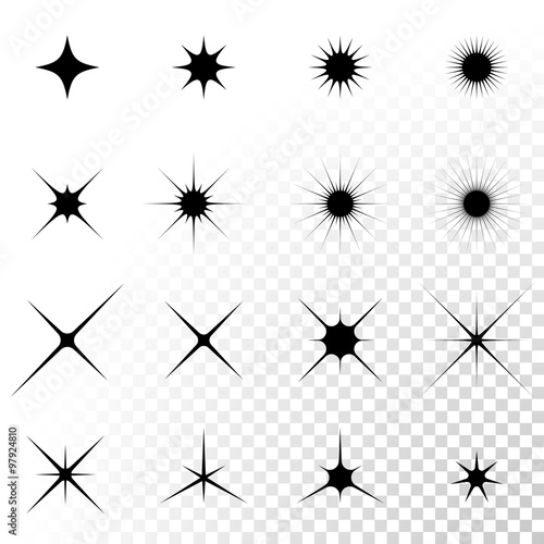 Vector black stars sparkles icons
