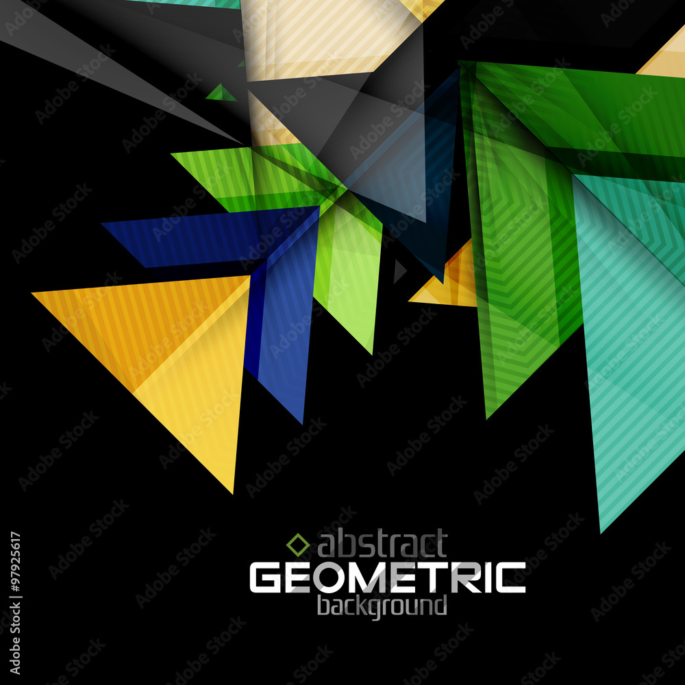 Textured paper geometric shapes on black Textured paper geometric shapes on black