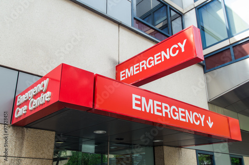 Entrance to a hospital emergency department photo