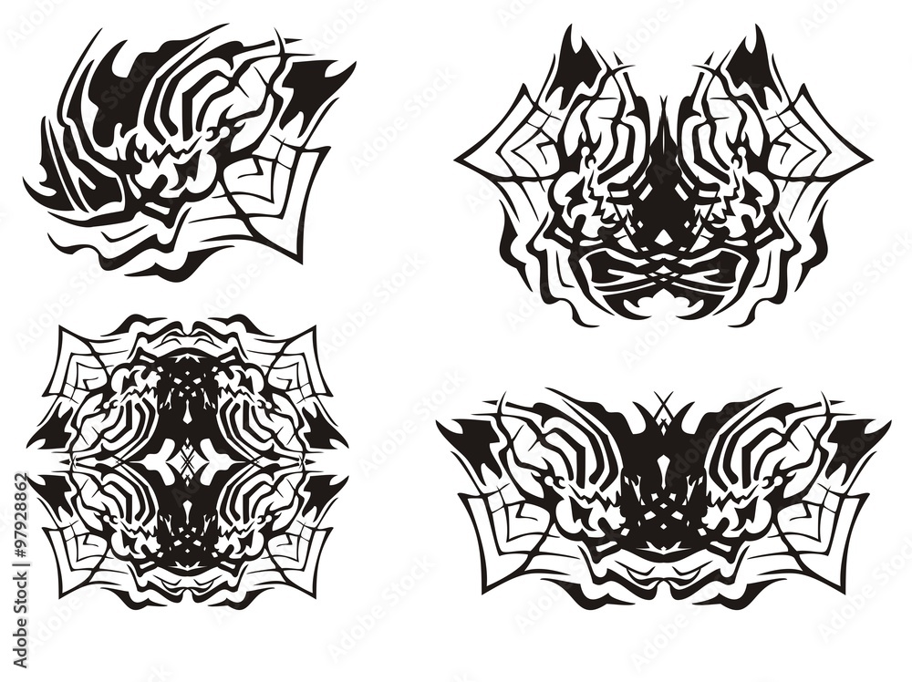 Tribal spider symbols. The spider inspiring fear in a web Stock Vector ...