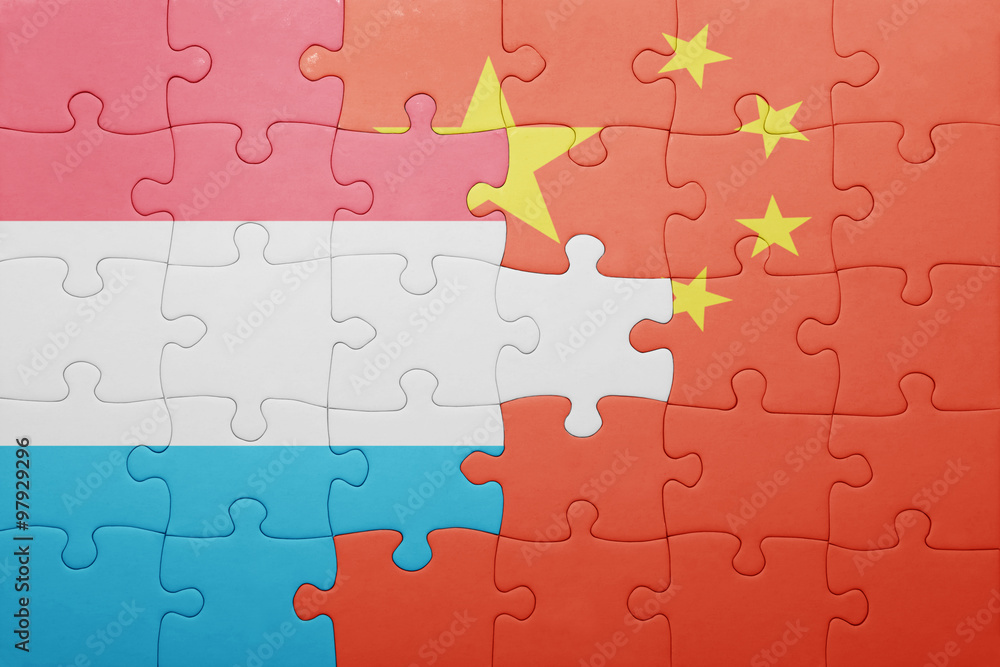puzzle with the national flag of luxembourg and china puzzle with the national flag of luxembourg and china