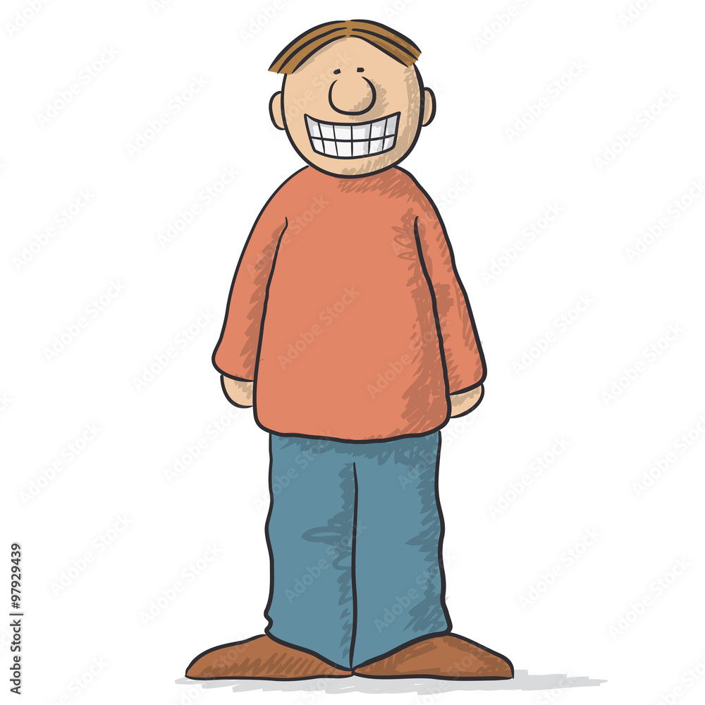 a character with a fake smile