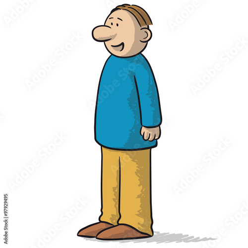 a character with pleasant smile