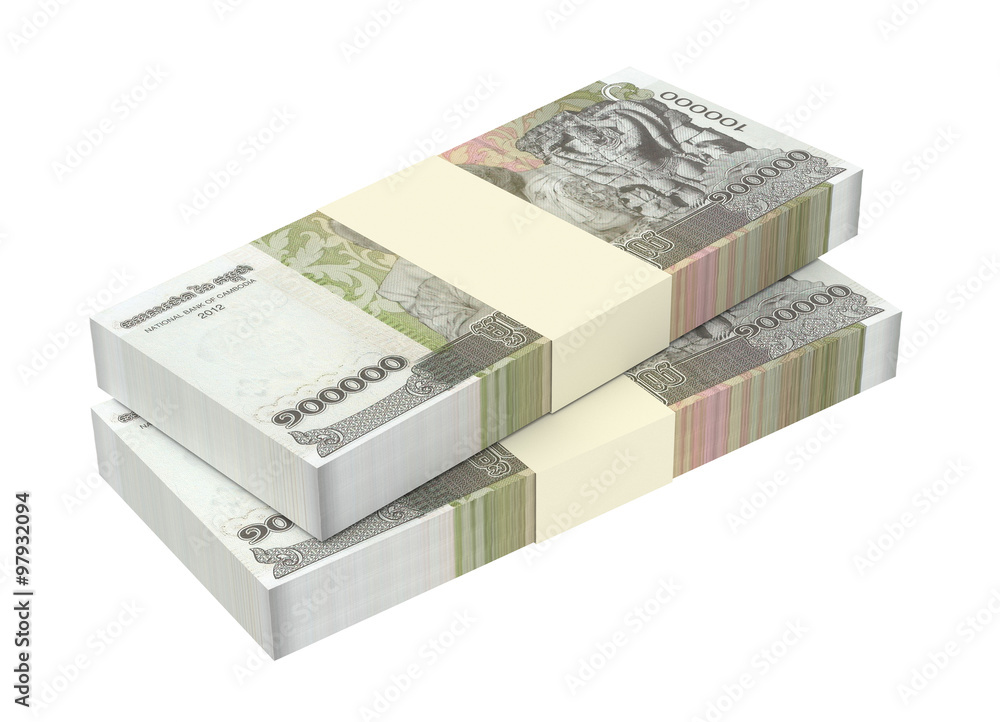 Cambodia riels bills isolated on white background. Computer generated 3D photo rendering. Cambodia riels bills isolated on white background. Computer generated 3D photo rendering.