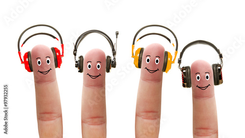 Happy fingers in headphones
