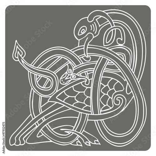monochrome icon with Celtic art and ethnic ornaments for your design