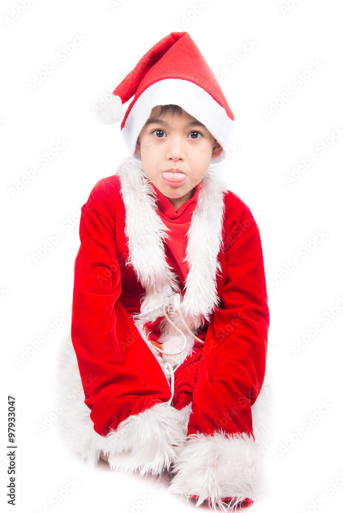 Little boy wearing santa claus christmas red cloth Little boy wearing santa claus christmas red cloth