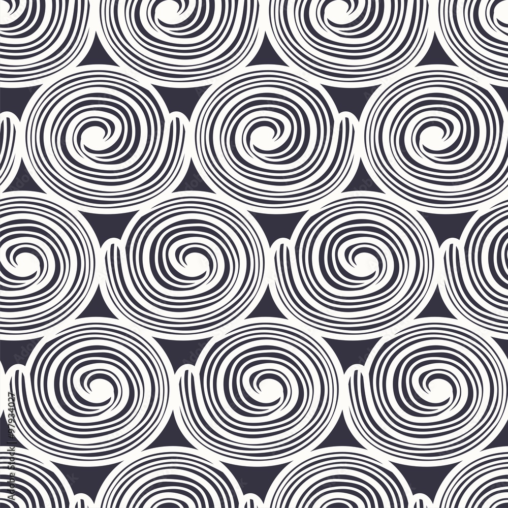 Vector seamless pattern with monochrome graphic doodle helix. Vector illustration.