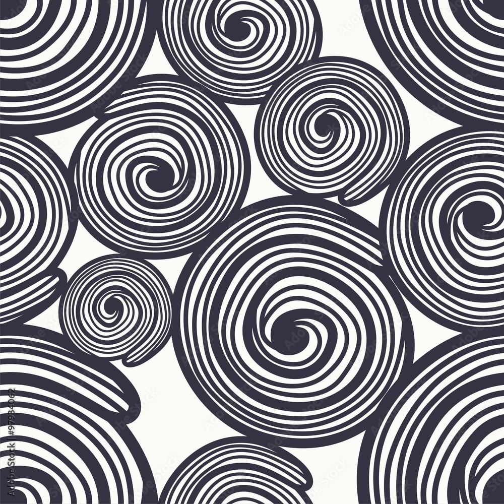 Fototapeta Vector seamless pattern with monochrome graphic doodle helix. Vector illustration.