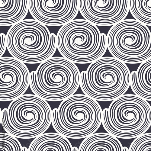 Vector seamless pattern with monochrome graphic doodle helix. Vector illustration.