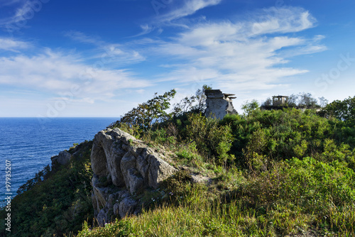 The ruins of a building at Cape Laplasa. The Russian Far East.