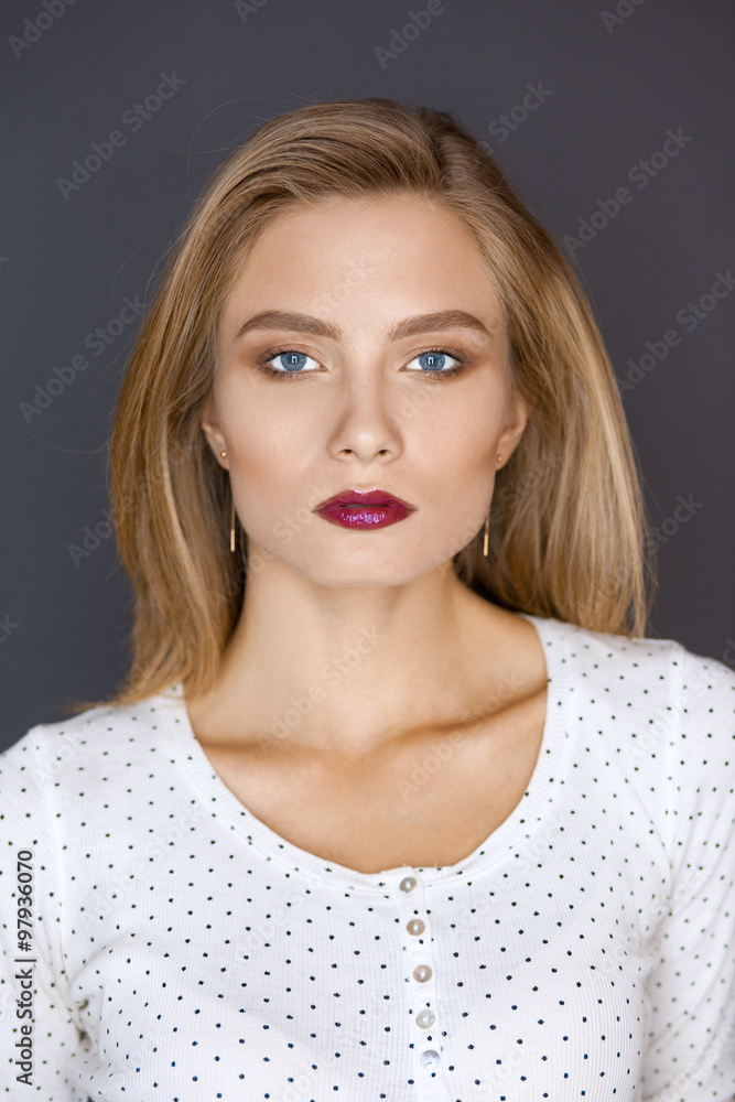 Portrait of beautiful young woman . Isolated on white background Portrait of beautiful young woman . Isolated on white background