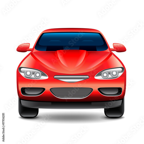 Red car front view isolated on white vector © La Gorda