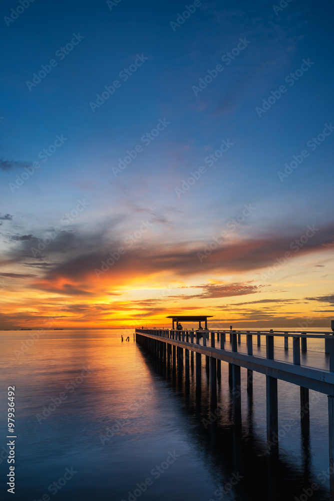 The wood table, Sea island in Krabi , Thailand