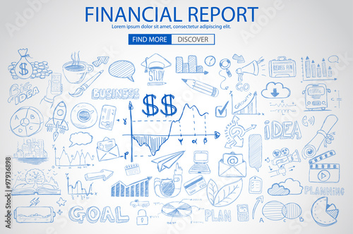Financial Report concept with Doodle design style