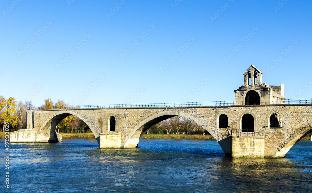 Pont d'Avignon, is a famous medieval bridge in the town of Avign Pont d'Avignon, is a famous medieval bridge in the town of Avign