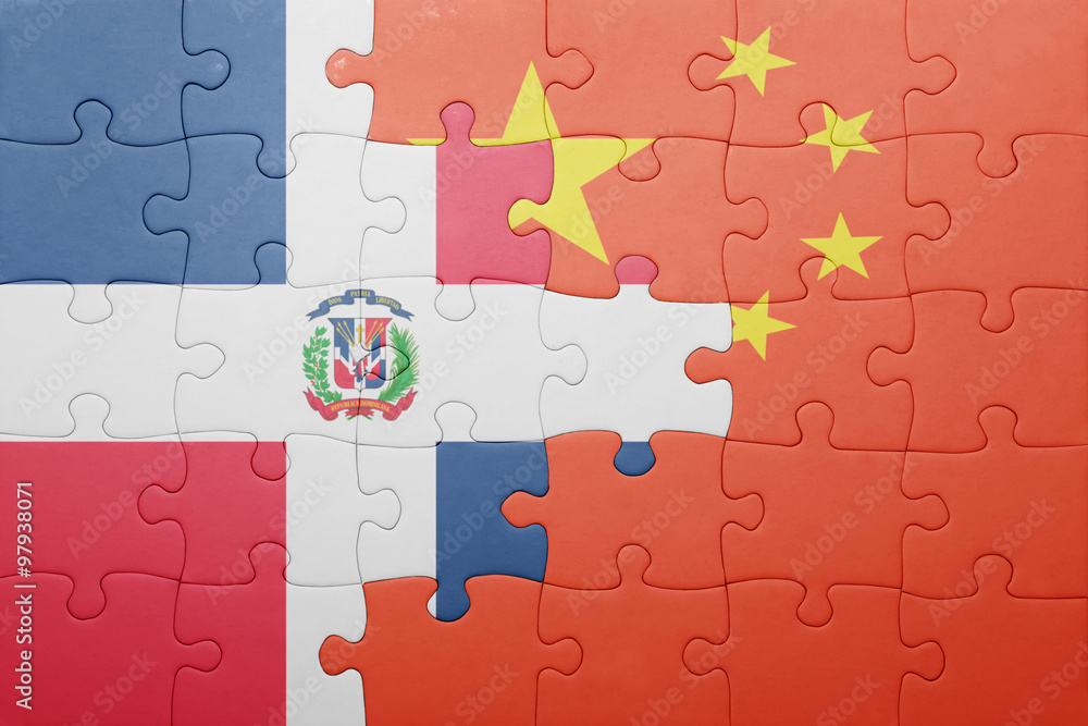 puzzle with the national flag of dominican republic and china puzzle with the national flag of dominican republic and china