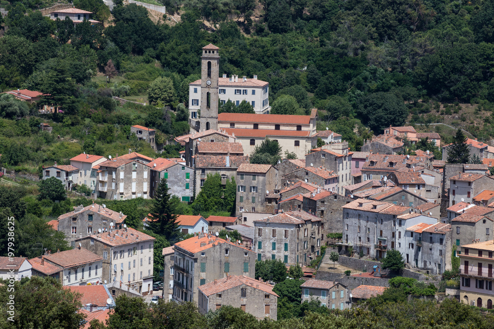 Medieval village of Vico in Corsica, France