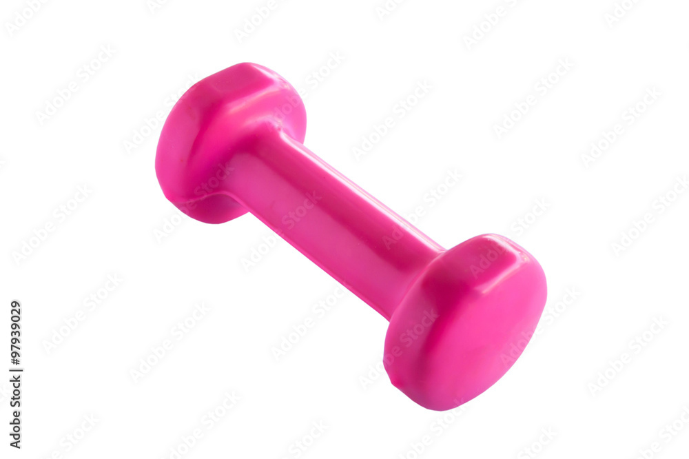 plastic coated dumbell isolated on white plastic coated dumbell isolated on white