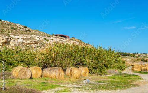 Haystacks at the foot of the Kourion Mount - Cyprus photo