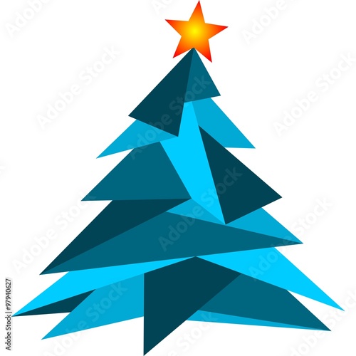 Christmas Tree Minimal Triangle Design in Blue