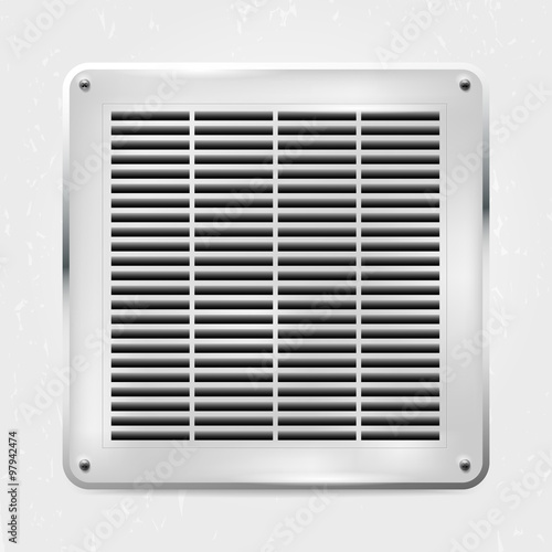 Metal ventilation grille on the wall