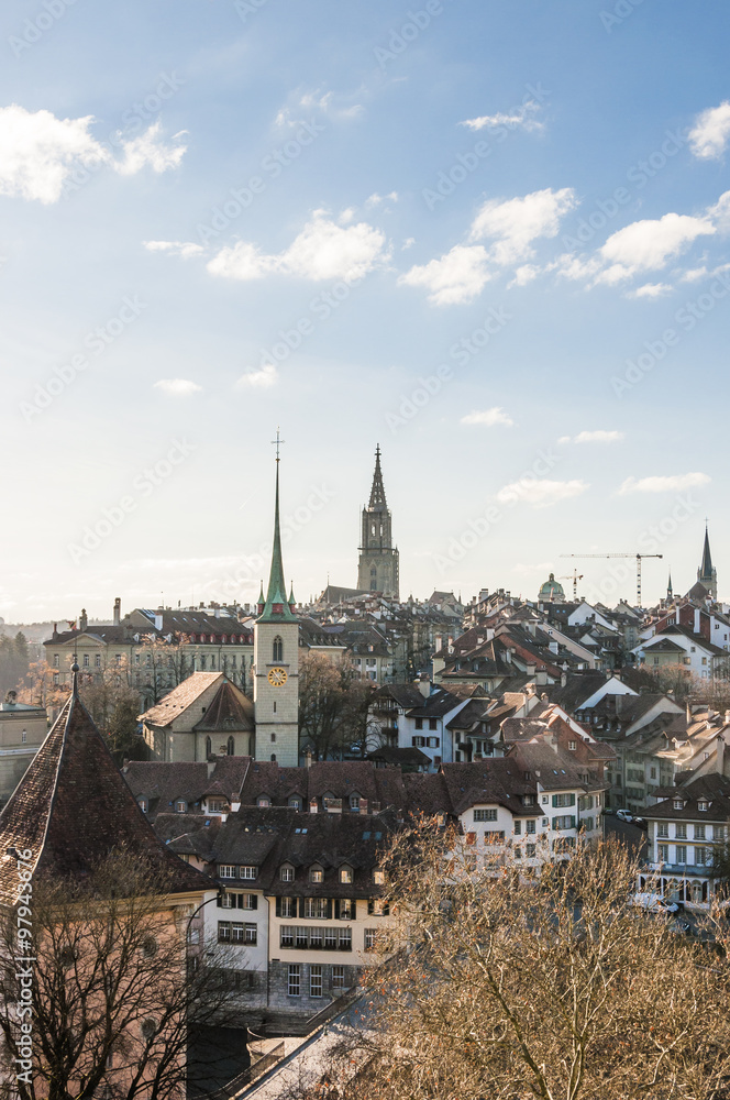 Bern, Altstadt, Stadt, Kirchtürme, Münster, Kirche, Nydeggkirche, Nydeggbrücke, Weihnachten, Winterzeit, Winter, Schweiz