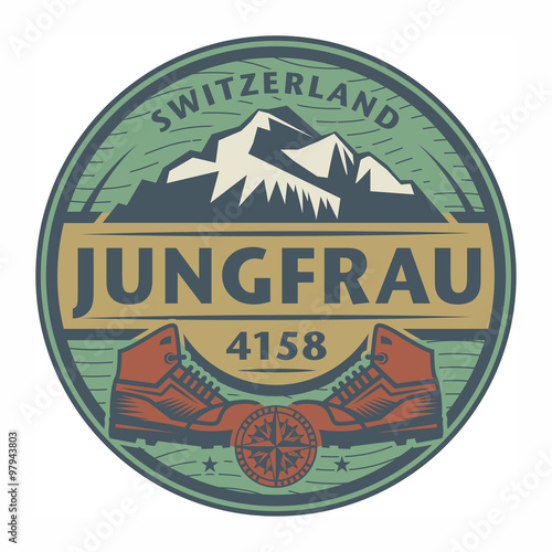 Stamp or emblem with text Jungfrau, Switzerland