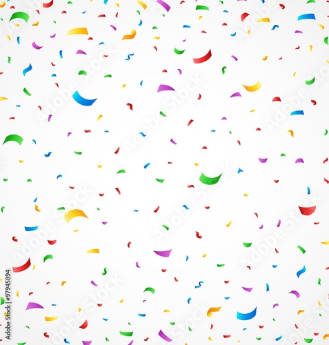 Colorful confetti on white background