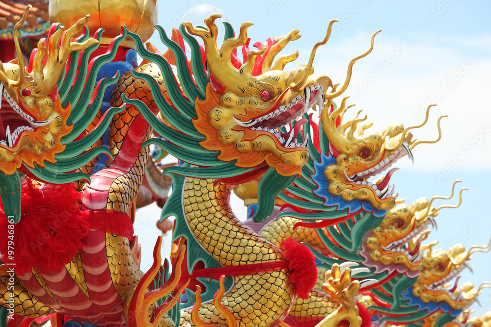 colorful dragon statue background.