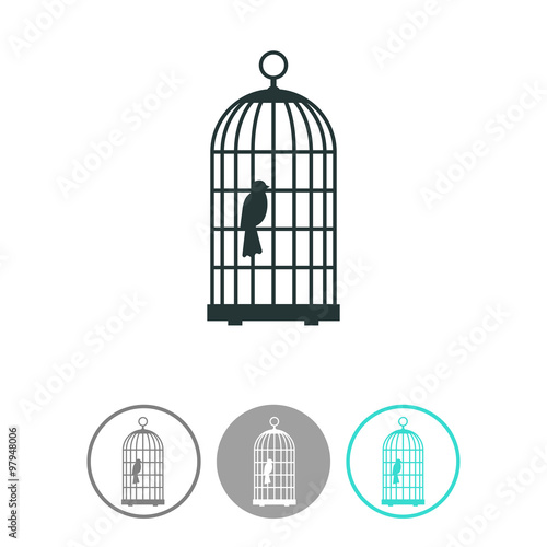 The bird in the cage vector icon.