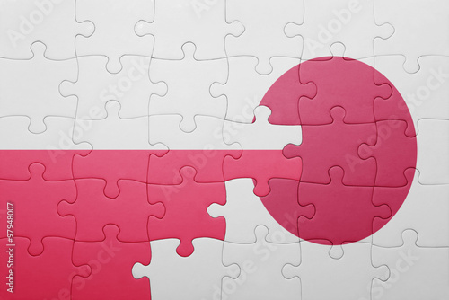 puzzle with the national flag of poland and japan