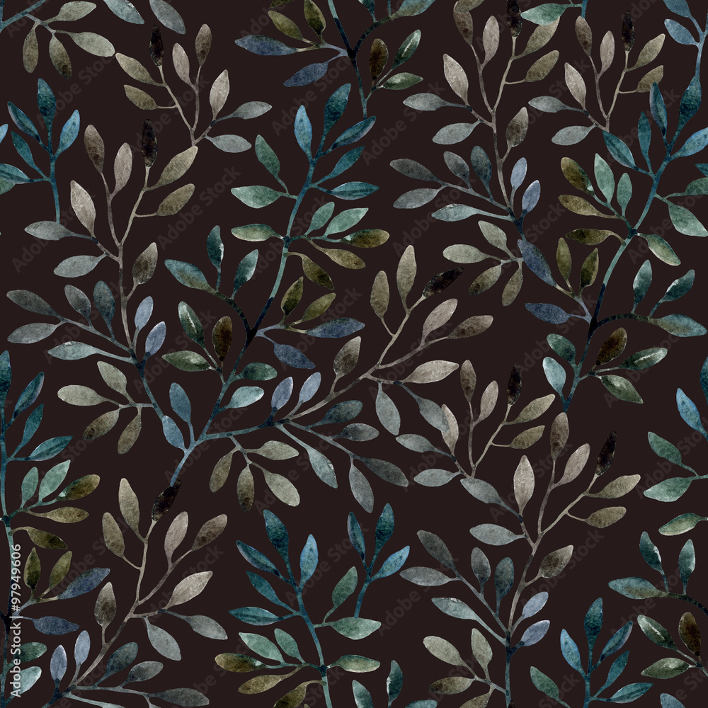 Watercolor seamless pattern with tree branches. Autumn background Watercolor seamless pattern with tree branches. Autumn background