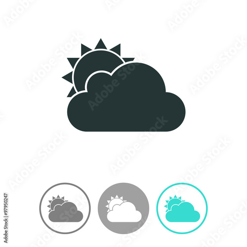 Cloud and sun vector icon. Weather symbol. Cloudy icon.