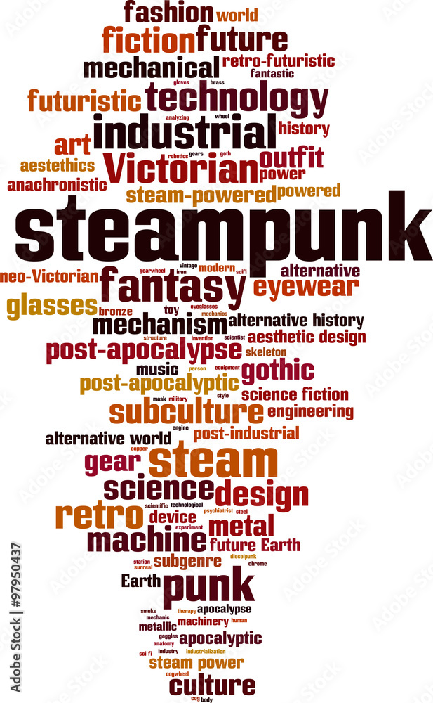 Obraz premium Steampunk word cloud concept. Vector illustration