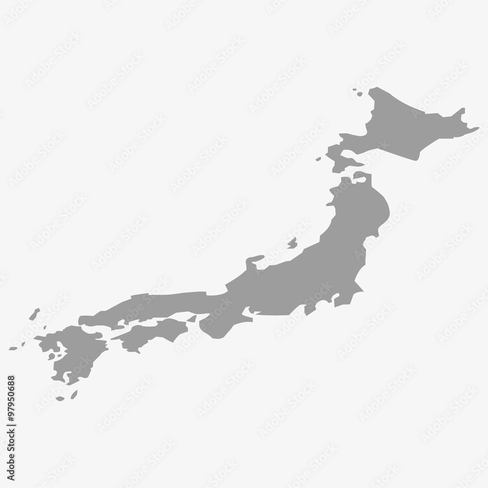 Map of the Japan in gray on a white background