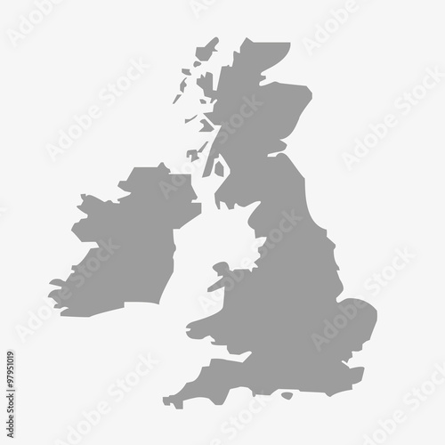 Fototapete Karte von Großbritannien in Grau auf weißem Hintergrund
