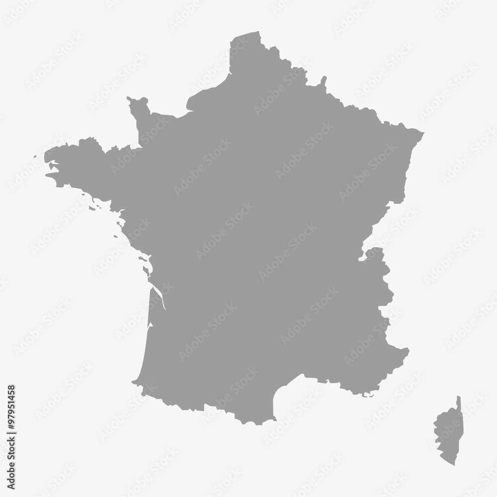 Map of the France in gray on a white background