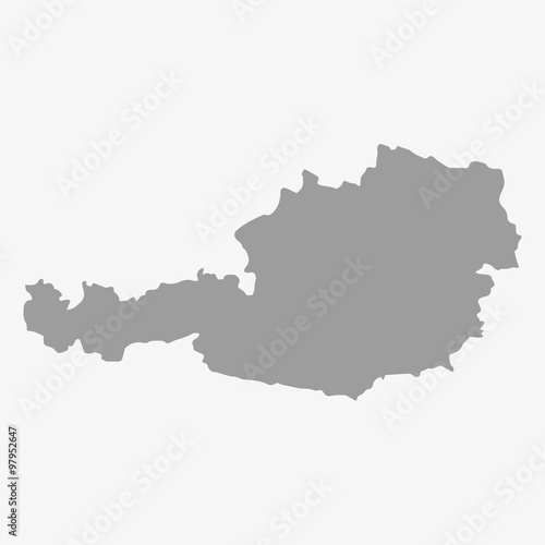 Map of Austria in gray on a white background