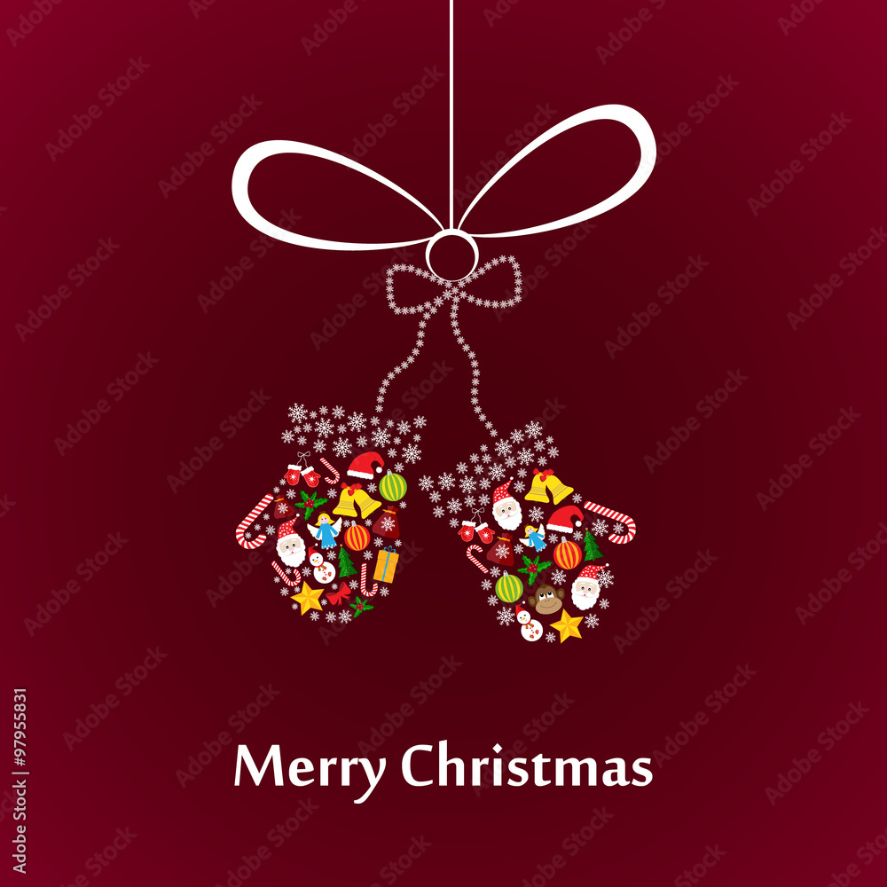 Christmas mittens made of elements Christmas mittens made of elements