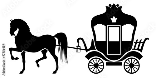 Silhouette carriage and horse