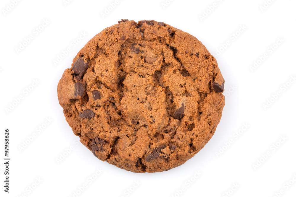 Chocolate chip cookie isolated on white Chocolate chip cookie isolated on white