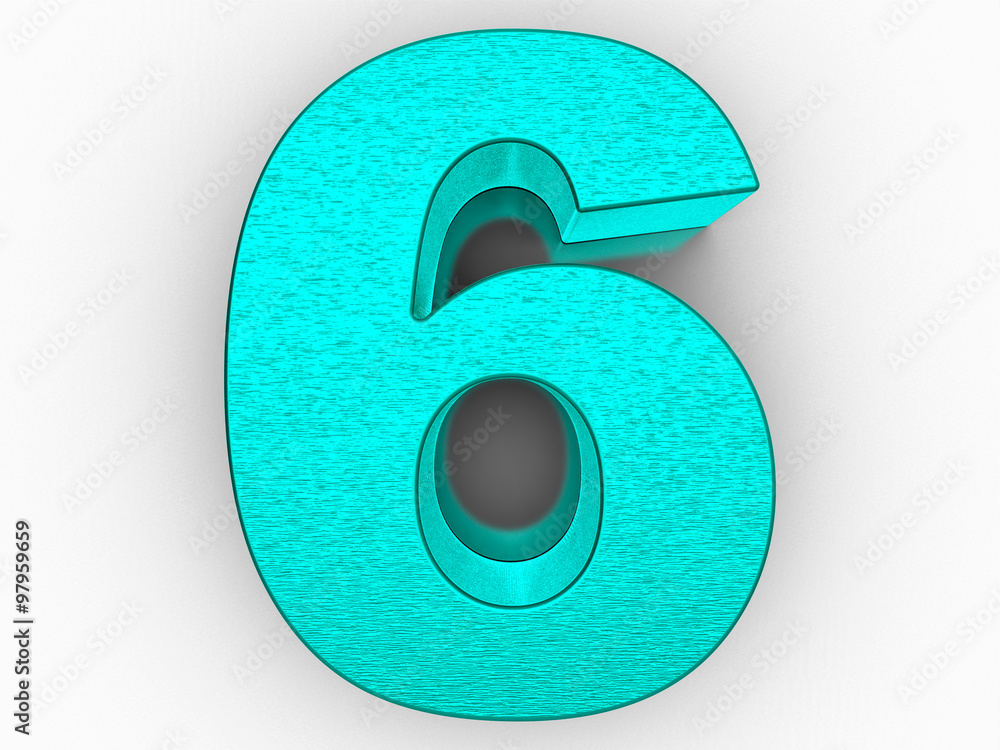 Violet color 3d number six on white background Violet color 3d number six on white background