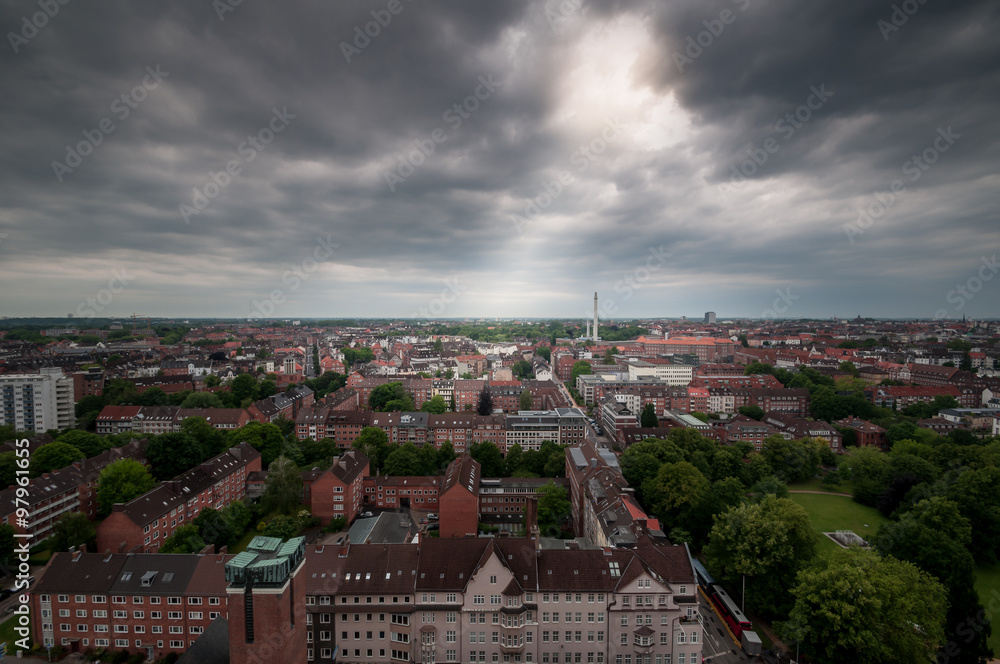 Kiel from above - gloomy sky
