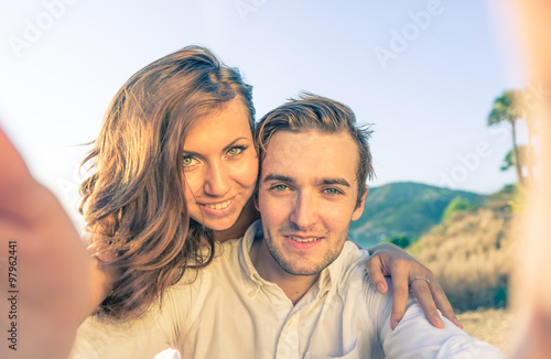 Couple taking selfie on vacation