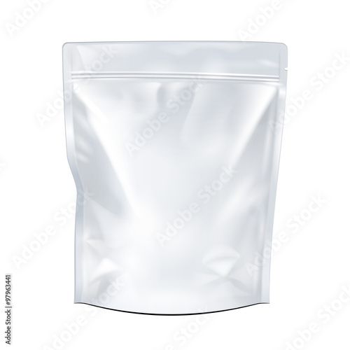 White Blank Foil or Plastic Food Pouch Bag Pack Template